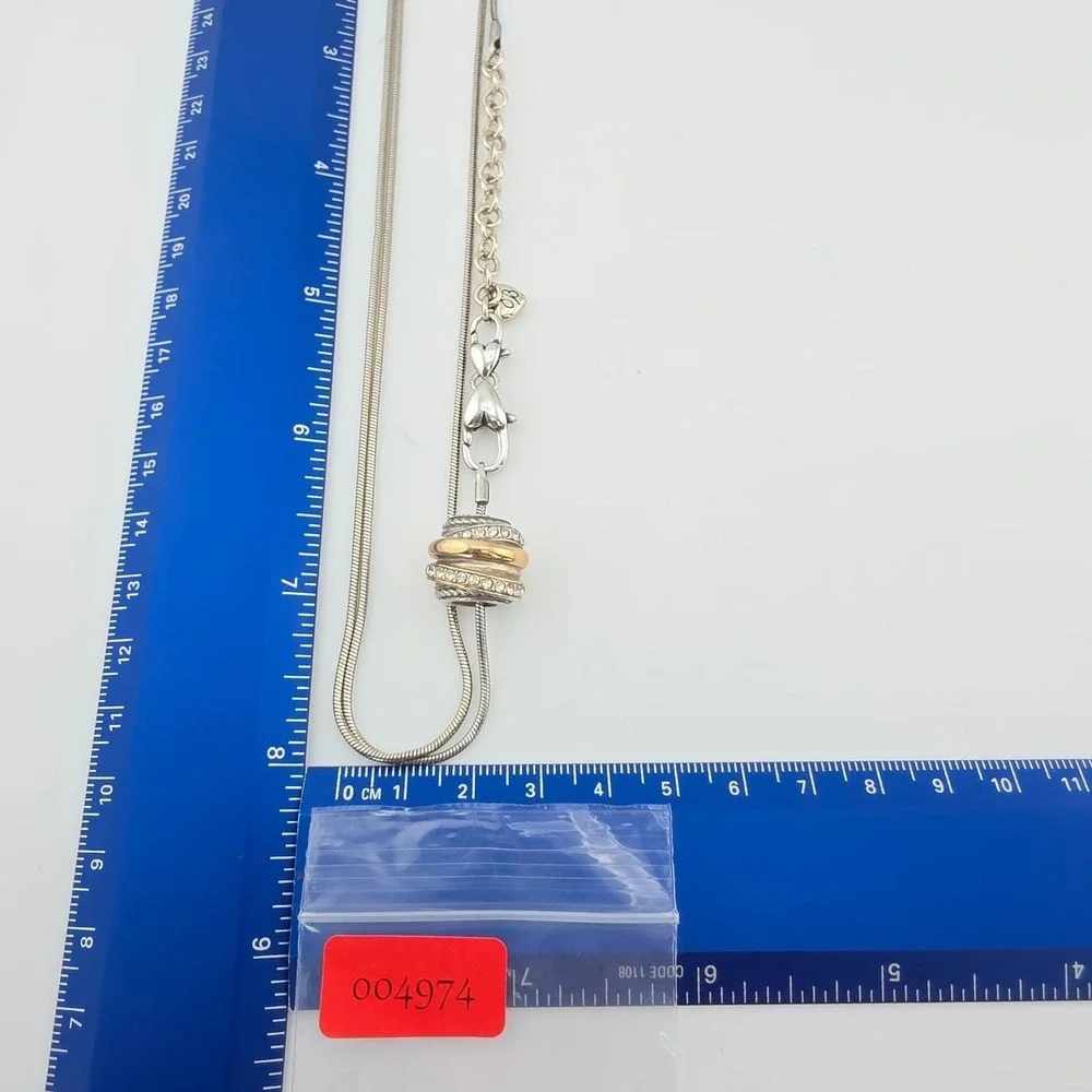 BRIGHTON Neptunes Rings Long Necklace Charm Pavé Crystals Silver Gold Plate 32